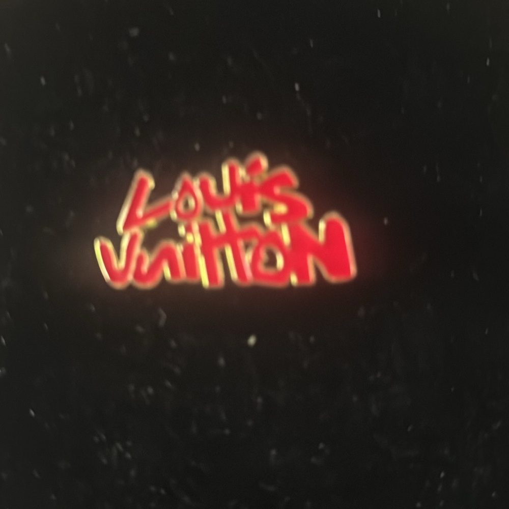 Louis Vuitton Red and silver tone  Script Logo Pin - Picture 3 of 4